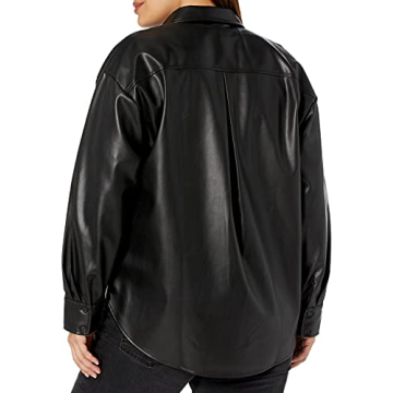 The Drop Faux Leather Shirt Jacket for Women - Stylish & Versatile