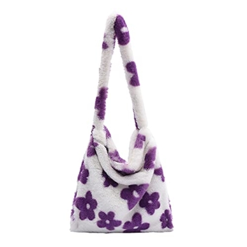 Fluffy Tote Bag Y2K Long Strap Furry Tote Bag Large Cute Plush Bag Women Fluffy Purse for Autumn and...