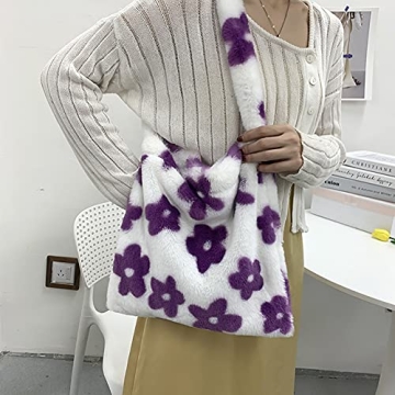 Cute Plush Tote Bag for Women - Y2K Fluffy Style Bag