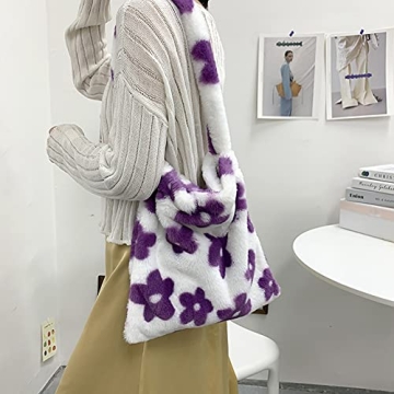 Cute Plush Tote Bag for Women - Y2K Fluffy Style Bag