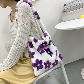 Cute Plush Tote Bag for Women - Y2K Fluffy Style Bag