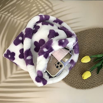 Cute Plush Tote Bag for Women - Y2K Fluffy Style Bag