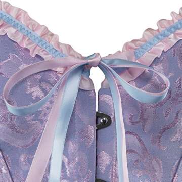 frawirshau Women's Lace Up Boned Overbust Corset Bustier Bodyshaper Top Blue S