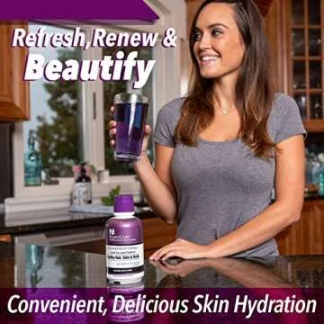 Rejuvicare Liquid Collagen Beauty Formula with Amino Acids, Protein and Biotin, Delicious Grape Flavor, Purple 16 oz ,32 servings