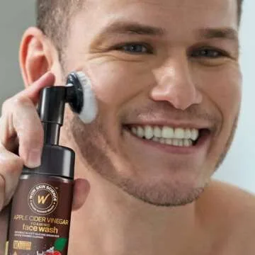WOW Skin Science Apple Cider Vinegar Foam Exfoliating Face Wash & Brush 5.07 oz