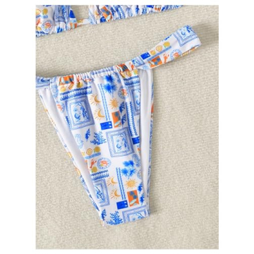 Floral Print 2 Piece Triangle Bikini Set for Summer