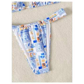 Floral Print 2 Piece Triangle Bikini Set for Summer