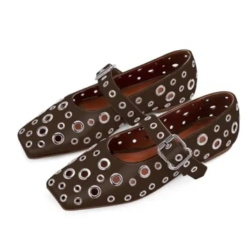Odetina Women's Ballet Flats with Eyelet & Studded Design
