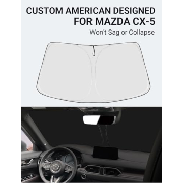 Proadsy 2025 Upgrade Windshield Sun Shade Custom Fit Mazda CX5 CX-5 2017-2024 2025 4-Layer Foldable ...
