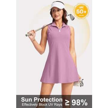 Viodia Women's Tennis Golf Dress with Zipper Pockets