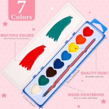 Sabary 24 Pack Watercolor Paint Sets for Valentine's Day Gifts 8 Washable Water Color Paints with Gift Card and 20 Meters Red Rope for Valentine School Birthday Gift Exchange Graduation