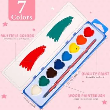 Sabary 24 Pack Watercolor Paint Sets for Valentine's Day Gifts 8 Washable Water Color Paints with Gift Card and 20 Meters Red Rope for Valentine School Birthday Gift Exchange Graduation