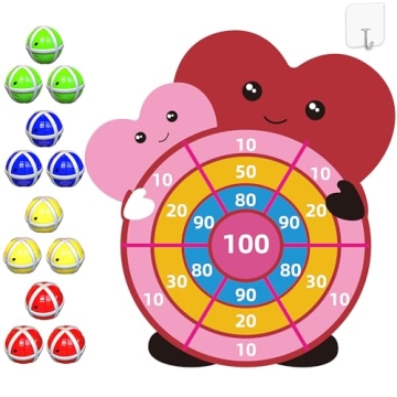 Valentine's Day Gifts for Kids, 30in Heart Dart Board with 12 Sticky Balls - Fun and Engaging Toy fo...