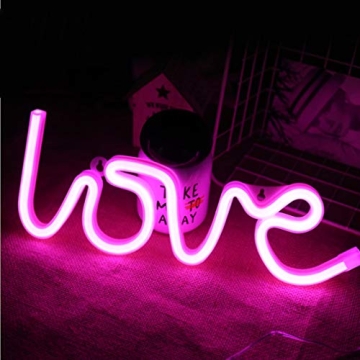 MorTime LOVE LED Neon Light Sign - Pink Party & Room Decor