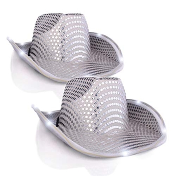 Blinkee 2 Pack LED Flashing Cowboy Hat with White Sequins