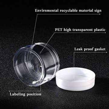 Patelai 4 Pieces Round Clear Wide-mouth Leak Proof Plastic Container Jars with Lids for Travel Storage Makeup Beauty Products Face Creams Oils Salves Ointments DIY Making or Others (White,1 Ounce)