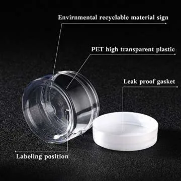 Patelai 4 Pieces Round Clear Wide-mouth Leak Proof Plastic Container Jars with Lids for Travel Storage Makeup Beauty Products Face Creams Oils Salves Ointments DIY Making or Others (White,1 Ounce)