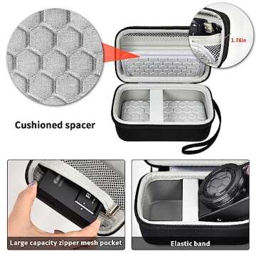 Comecase Digital Camera Carrying Case Compatible with CAMKORY/for VAHOIALD/for Canon PowerShot G7X/ for Kodak Pixpro/for Sony DSCW800 Compact Small Camera Storage Bag for Boys Girls Kids - Black