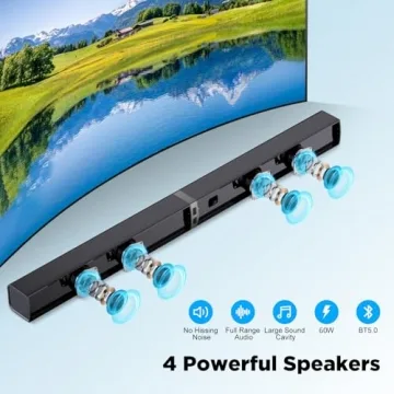 MZEIBO 60W Sound Bar - Bluetooth & Wired for TVs