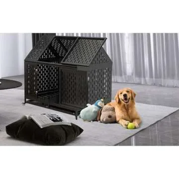 Heavy Duty 45" Dog Crate for Large Breeds - Secure & Comfortable