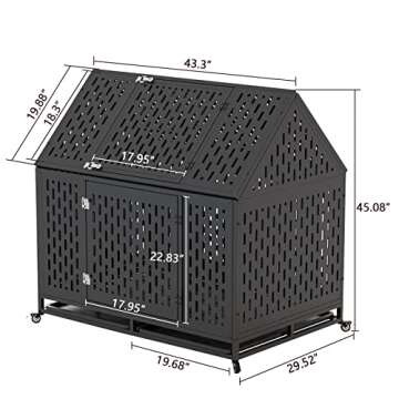 Heavy Duty 45" Dog Crate for Large Breeds - Secure & Comfortable