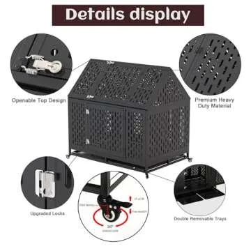 Heavy Duty 45" Dog Crate for Large Breeds - Secure & Comfortable