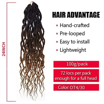 Faux Locs Crochet Hair 24Inch Goddess Locs Soft and Stylish