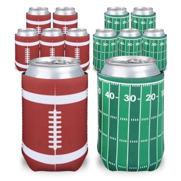 LFZHAN Football Party Decorations - 12 Pcs Neoprene Can Sleeves for Super Bowl