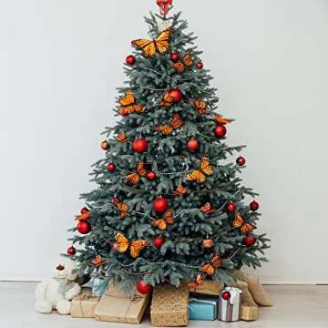 24 Pcs Monarch Butterfly Decorations 4 Size Artificial Monarch Feather Fake Butterfly Picks Crafts with Wire for Wall Flower Pot Spring Floral Party Home Decor(Orange)