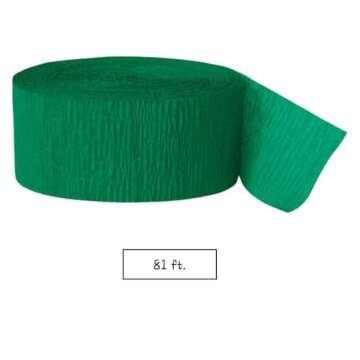 Premium Emerald Green Crepe Paper Streamer - 81 ft (1 Pc) - Perfect for Birthdays, Weddings, and Eve...