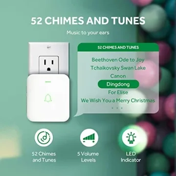 AVANTEK Wireless Doorbell 52 Melodies 1000ft Range Waterproof