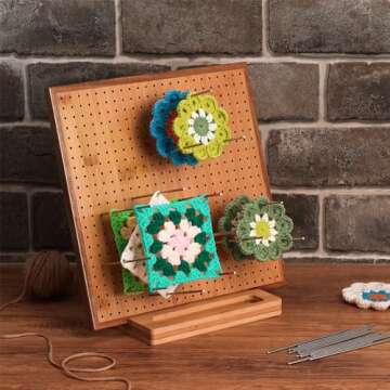 11.8" Bamboo Crochet Blocking Board with Pins for Beginners