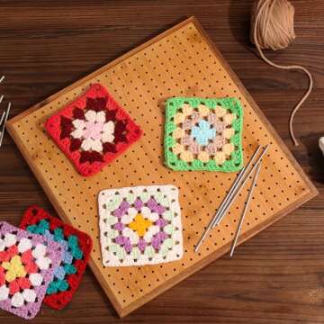 11.8" Bamboo Crochet Blocking Board with Pins for Beginners