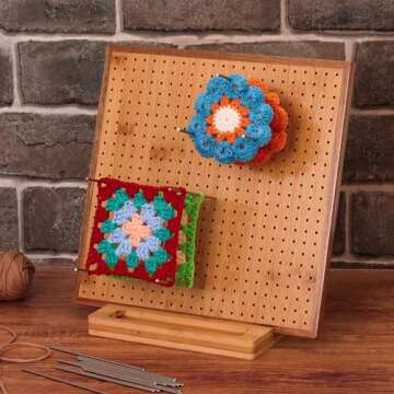 11.8" Bamboo Crochet Blocking Board with Pins for Beginners