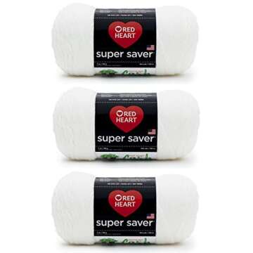 Red Heart Super Saver Baby Pink and White Yarn Bundle - 3 Packs of 198g/7oz Each