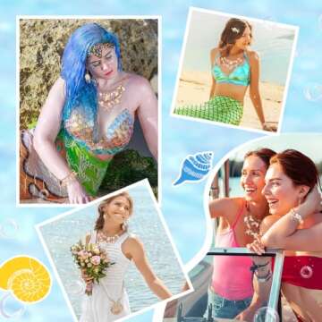 PH PandaHall Fashion Sea Shell Starfish Bracelets Mermaid Costume Jewelry Golden Shell Beads Bracelets Pearl Charm Bracelets for Women Adjustable Hawaiian Jamaican Ankle Bracelets Jewelry