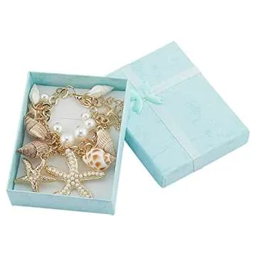 PH PandaHall Fashion Sea Shell Starfish Bracelets Mermaid Costume Jewelry Golden Shell Beads Bracelets Pearl Charm Bracelets for Women Adjustable Hawaiian Jamaican Ankle Bracelets Jewelry