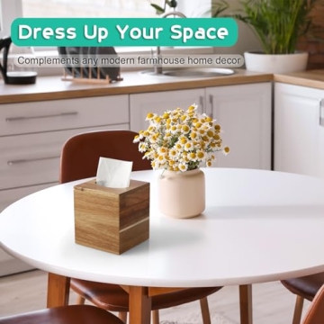 ALELION Acacia Wood Square Tissue Box Cover for Home