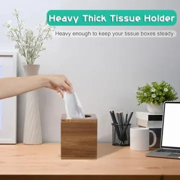 ALELION Acacia Wood Square Tissue Box Cover for Home