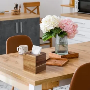 ALELION Acacia Wood Square Tissue Box Cover for Home