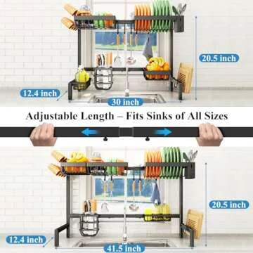 Over The Sink Drying Rack - Adjustable & Large Capacity