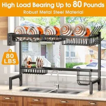 Over The Sink Drying Rack - Adjustable & Large Capacity