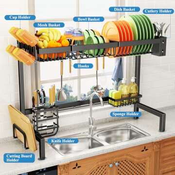 Over The Sink Drying Rack - Adjustable & Large Capacity