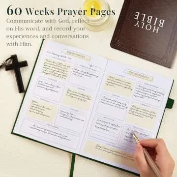 JUBTIC Prayer Journal for Woman, Christian Planner, Bible Journal with Verse, 60 Weeks Scripture, Faith & Devotional Journal, Bible Study Notebooks for Note Taking, Christian Gifts (Dark Green)