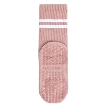 American Trends Pilates Socks with Grips for Women Yoga Socks Barre Socks Non Slip Socks Grippy Dance Socks Hospital Socks withe Grippers 1 Pair-Pink One Size