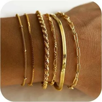 DEARMAY 14K Gold Stackable Bracelets for Women