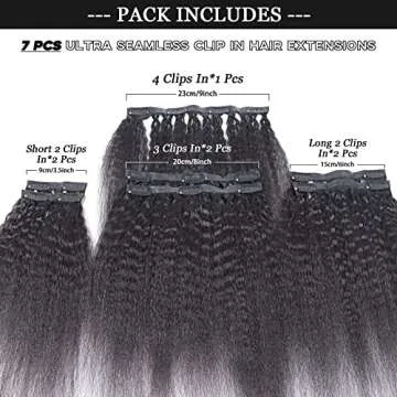 Kinky Straight Clip In Hair Extensions for Natural Blends