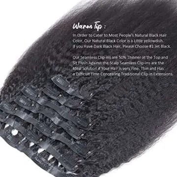Kinky Straight Clip In Hair Extensions for Natural Blends