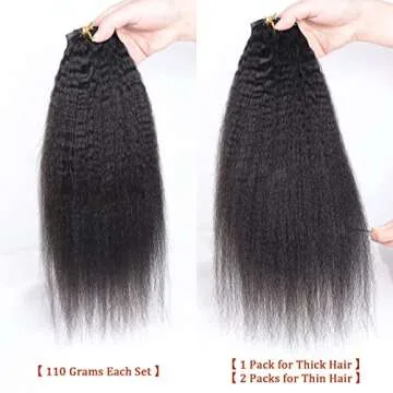 Kinky Straight Clip In Hair Extensions for Natural Blends