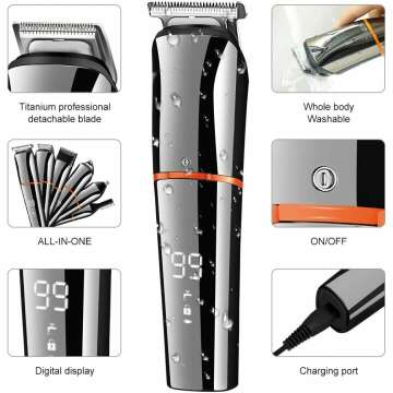 SURKER 6-in-1 Cordless Beard & Hair Trimmer